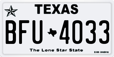 TX license plate BFU4033