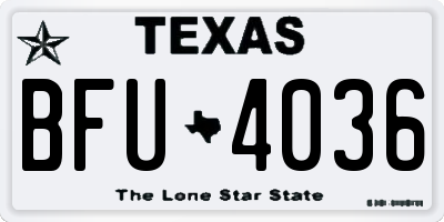 TX license plate BFU4036