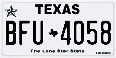 TX license plate BFU4058