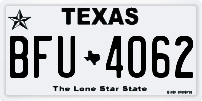 TX license plate BFU4062