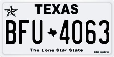 TX license plate BFU4063