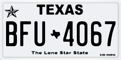 TX license plate BFU4067