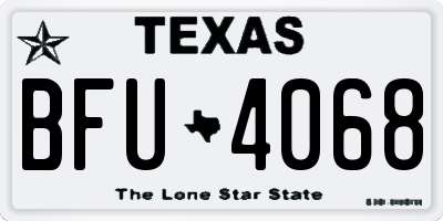 TX license plate BFU4068