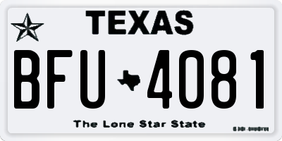 TX license plate BFU4081