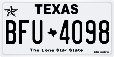 TX license plate BFU4098