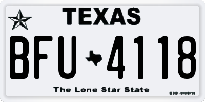 TX license plate BFU4118