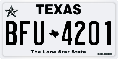 TX license plate BFU4201
