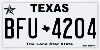 TX license plate BFU4204