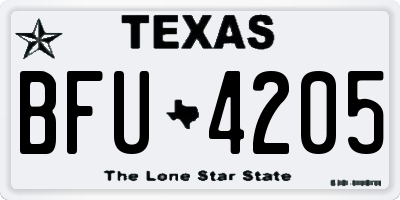TX license plate BFU4205