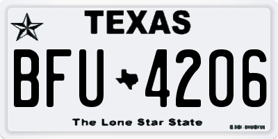 TX license plate BFU4206