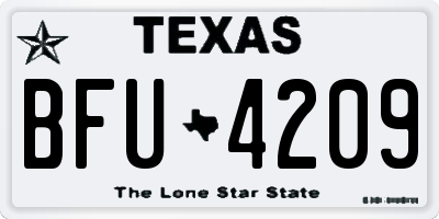 TX license plate BFU4209