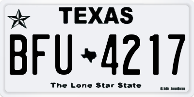 TX license plate BFU4217