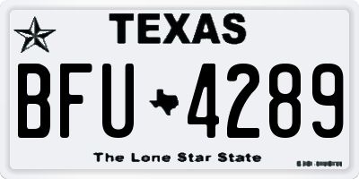 TX license plate BFU4289