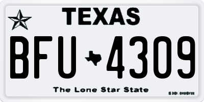 TX license plate BFU4309