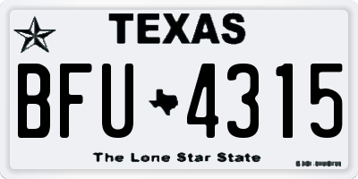 TX license plate BFU4315