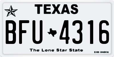TX license plate BFU4316