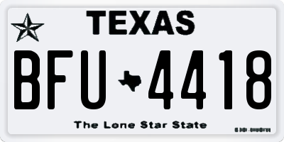 TX license plate BFU4418