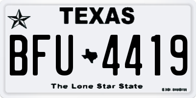 TX license plate BFU4419