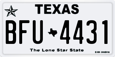 TX license plate BFU4431
