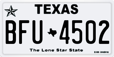 TX license plate BFU4502