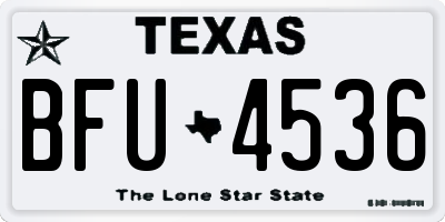 TX license plate BFU4536