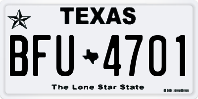 TX license plate BFU4701