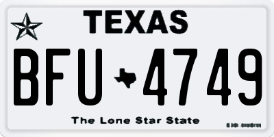 TX license plate BFU4749