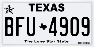 TX license plate BFU4909
