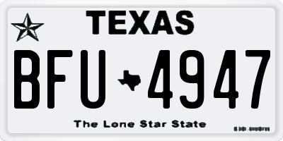 TX license plate BFU4947