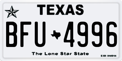 TX license plate BFU4996