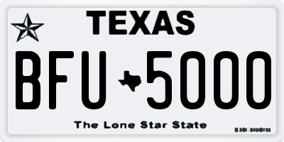 TX license plate BFU5000