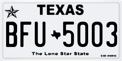 TX license plate BFU5003