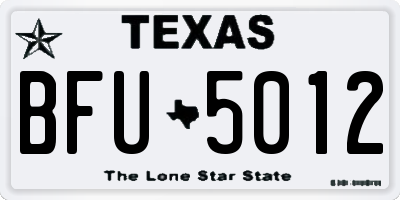 TX license plate BFU5012