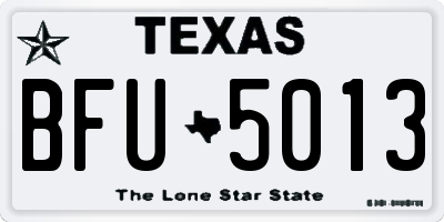 TX license plate BFU5013