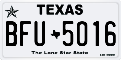TX license plate BFU5016