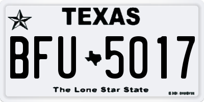TX license plate BFU5017