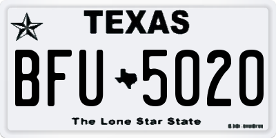 TX license plate BFU5020