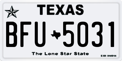 TX license plate BFU5031