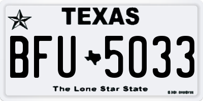 TX license plate BFU5033