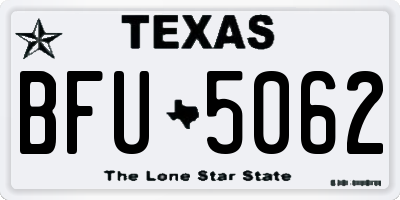 TX license plate BFU5062