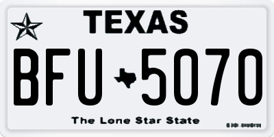 TX license plate BFU5070