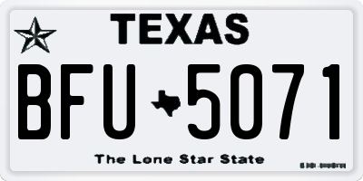 TX license plate BFU5071