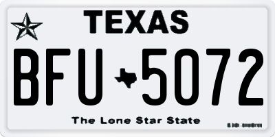 TX license plate BFU5072