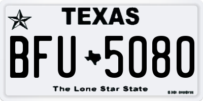 TX license plate BFU5080