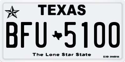 TX license plate BFU5100