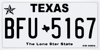 TX license plate BFU5167
