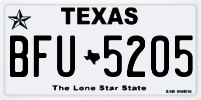 TX license plate BFU5205
