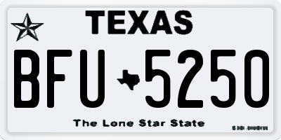 TX license plate BFU5250