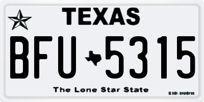 TX license plate BFU5315