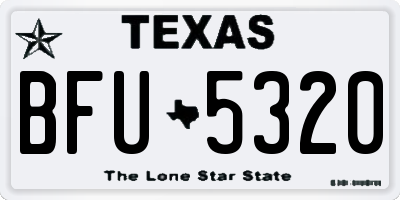 TX license plate BFU5320